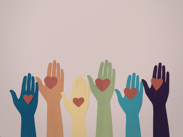 hands aligned on the bottom with hearts in the palm 
